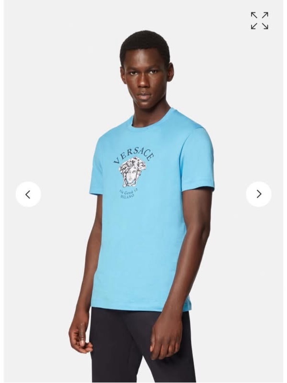 Versace Blue Medusa Logo Short Sleeve Tee